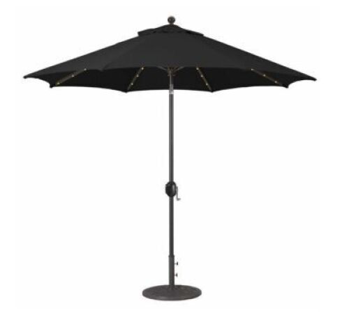 BLACK PATIO UMBRELLA W/ LED LIGHTS