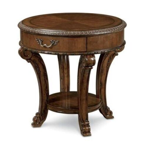 OLD WORLD ROUND END TABLE