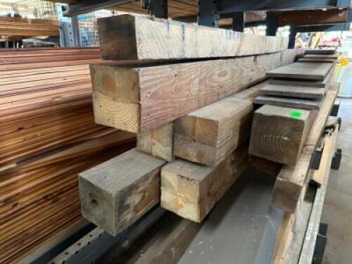 (6) - YELLOW PINE 6 X 6's WITH ADDITIONAL VINTAGE PINE PLANKS