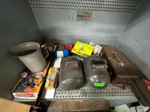 (2) WELDING VISORS AND MISC. HARDWARE.