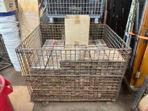WIRE PALLET OF RECLAIMED MAPLE PARQUET FLOORING