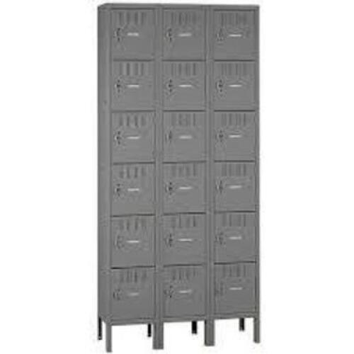 DESCRIPTION: (1) 6 TIER LOCKERSBRAND/MODEL: TENNSCO #4LA22INFORMATION: GRAY, MUST COME INSPECT, SLIGHT DAMAGESIZE: 6 TIER, 3 WIDE,&nbsp;36 in x 15 in x 78 inRETAIL$: $1140.00 TOTALQTY: 1