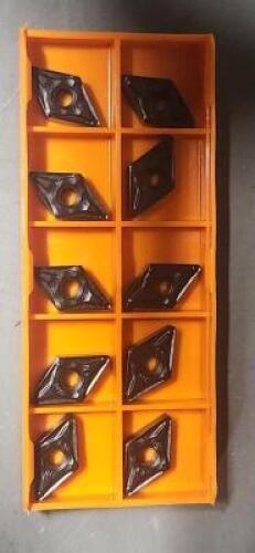 DESCRIPTION: (50) DNMG332 CARBIDE TURNING INSERTS BRAND/MODEL: HERTEL DNMG332EN-HMF RETAIL$: 12.57 PER INSERT QTY: 50