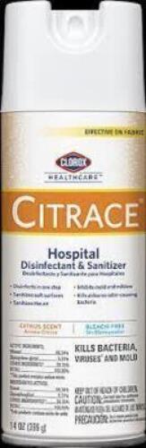 DESCRIPTION: (6) HOSPITAL DISINFECTANT AND SANITIZER BRAND/MODEL: CLOROX CITRACE SIZE: 14 OZ RETAIL$: $17.31 EA QTY: 6