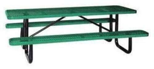 DESCRIPTION: (1) OUTDOOR PICNIC TABLE BRAND/MODEL: ZORO #4HUR8 INFORMATION: GREEN. METAL SIZE: 96" X 62" RETAIL$: $1268.03 EA QTY: 1