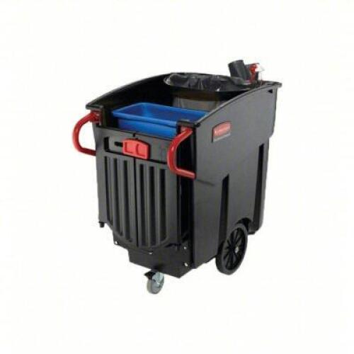 DESCRIPTION: (1) JANITOR CART, NO ITEMS INCLUDED, JUST CART BRAND/MODEL: RUBBERMAID #1FYG4 INFORMATION: BLACK SIZE: 400 LB CAPACITY, 43" RETAIL$: $874