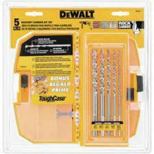 DESCRIPTION: (1) MASONRY HAMMER BIT SET BRAND/MODEL: DEWALT #DW5206 INFORMATION: YELLOW CASE SIZE: 5 PIECES RETAIL$: $189.25 EA QTY: 1