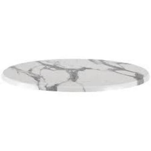 DESCRIPTION: (1) TABLE TOP BRAND/MODEL: ENDURO TOPS INFORMATION: JUST TOP, NO LEGS SIZE: ROUND, WHITE MARBLE RETAIL$: $112.00 EA QTY: 1