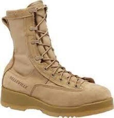 DESCRIPTION: (1) PAIR OF STEEL TOE FLIGHT BOOT BRAND/MODEL: BELLEVILLE #330 INFORMATION: DESERT TAN SIZE: 13.0 W RETAIL$: $232.99 EA QTY: 1