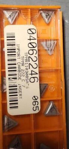 DESCRIPTION: (10) CARBIDE TURNING INSERTS BRAND/MODEL: IMPORT TPMR222-C7 RETAIL$: $11.98 PER INSERT QTY: 10