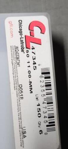 DESCRIPTION: (6) GENERAL PURPOSE DRILL BIT BRAND/MODEL: CHICAGO LATROBE 47345 SIZE: 11mM RETAIL$: 9.23 EA QTY: 6