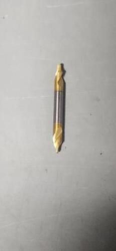 DESCRIPTION: (6) HSS DOUBLE END DRILL COUNTERSINK COMBO BRAND/MODEL: WALTER TITEX K1113TIN-1.25 SIZE: 3.15mm BODY DIA 1.25mm TIP DIA RETAIL$: 23.19 EA