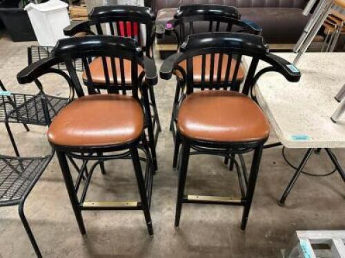 (4) 30" BLACK WOOD BAR STOOLS W/ ARM RESTS