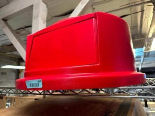 HEAVY DUTY RED PLASTIC TRASH CAN LID FOR 44 GALLON CAN ( NEW )