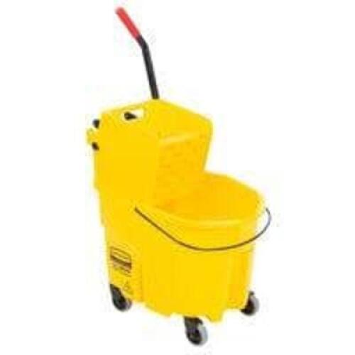 DESCRIPTION: (1) COMMERICAL WAVEBRAKE MOP BUCKET & WRINGER BRAND/MODEL: RUBBERMAID/FG759088_YEL INFORMATION: YELLOW/CAPACITY: 35 QT SIZE: 20-1/8"L X 1