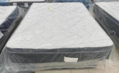 AMERICAN BEDDING HUDSON 12" PLU QUEEN MATTRESS WITH BOX SPRING ( NEW)