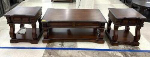 ALYMORE LIFT TOP COCKTAIL TABLE WITH (2) SQUARE END TABLES
