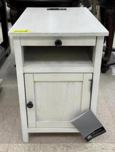 TREYTON END TABLE WITH ELECTRICAL HOOKUP IN ANTIQUE WHITE