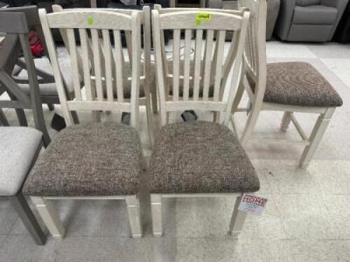 (5) SLUMBERLAND BOLANBURGE ANTIQUE WHITE DINING CHAIRS