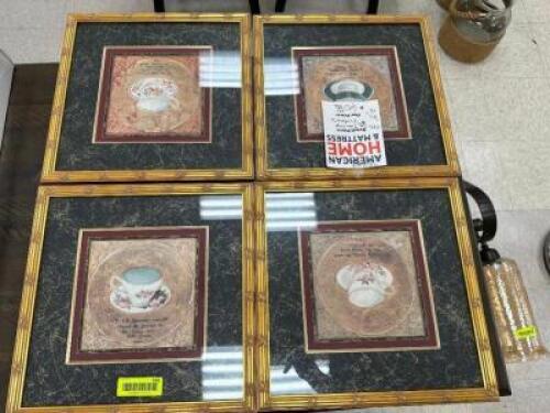 (4) PIECE FRAME TEA CUP PRINT SET