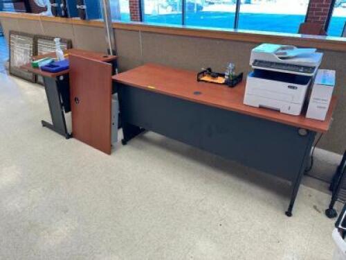 60" LAMINATE CHERRY DESK W/ LEFT SIDE RETURN