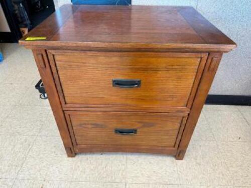 30" X 22" HARDWOOD TWO DRAWER END TABLE