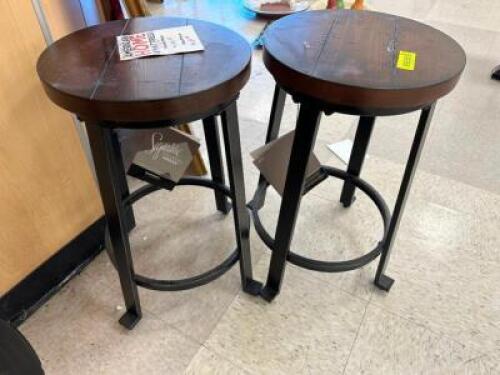 (2) ASHLEY WOODEN BAR STOOLS