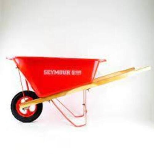 DESCRIPTION: (1) WHEEL BARROW, JOB SITE BRAND/MODEL: SEYMOUR #400 INFORMATION: ORANGE/RED SIZE: WOODEN HANDLES RETAIL$: $90.86 EA QTY: 1