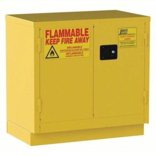 DESCRIPTION: (1) FLAMMABLES SAFETY CABINET BRAND/MODEL: JAMCO/FM22 INFORMATION: YELLOW, MANUAL CLOSE SIZE: 36" X 22" X 35", 22 GALLON RETAIL$: $1,023.
