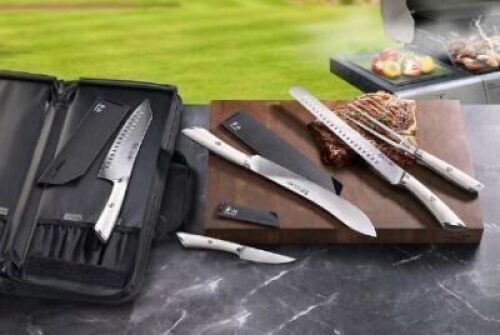 DESCRIPTION: (1) BBQ KNIFE SET BRAND/MODEL: SCHMIDT SIZE: 6 PIECES RETAIL$: $110.00 TOTAL QTY: 1