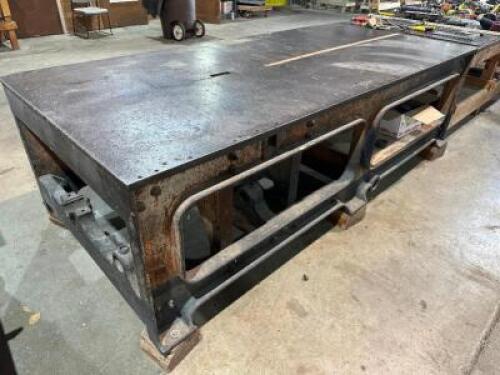 DESCRIPTION: 10' X 4' CAST IRON FABRICATION TABLE. ADDITIONAL INFORMATION NO CONTENTS INCLUDED - SECOND DAY REMOVAL ONLY SIZE 10' X 4' LOCATION: WAREH