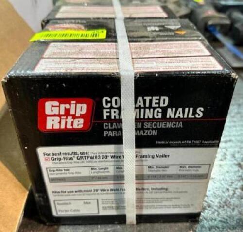 DESCRIPTION: (2) BOXES OF GRIP RITE COATED FRAMING NAILS BRAND / MODEL: GRIP RITE LOCATION: WAREHOUSE THIS LOT IS: SOLD BY THE PIECE QTY: 2