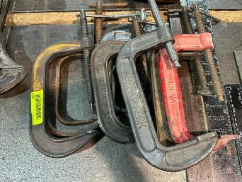 DESCRIPTION: (6) ASSORTED C CLAMPS LOCATION: WAREHOUSE THIS LOT IS: SOLD BY THE PIECE QTY: 6