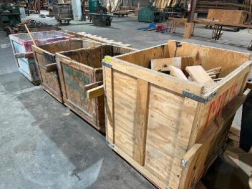 DESCRIPTION: (4) 40" X 40" WOODEN SCRAP BINS, SOME WITH CONTENTS LOCATION: WAREHOUSE THIS LOT IS: ONE MONEY QTY: 1