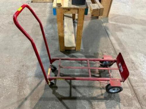 DESCRIPTION: CONVERTIBLE HAND TRUCK - RED LOCATION: WAREHOUSE QTY: 1