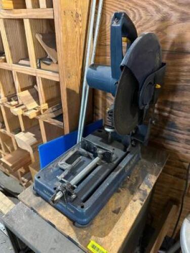 DESCRIPTION: 15 AMP HEAVY DUTY CHOP SAW ( BLUE ) ADDITIONAL INFORMATION 115 VOLT, 1 PHASE LOCATION: WAREHOUSE QTY: 1