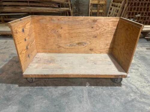 DESCRIPTION: 88" WOODEN MATERIAL CART W/ BACK AND SIDE WALLS SIZE 88" X 39' LOCATION: WAREHOUSE QTY: 1