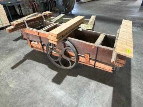 DESCRIPTION: 7' X 4' HEAVY DUTY MATERIAL CART ADDITIONAL INFORMATION W/ HEAVY DUTY CAST IRON WHEELS LOCATION: WAREHOUSE QTY: 1
