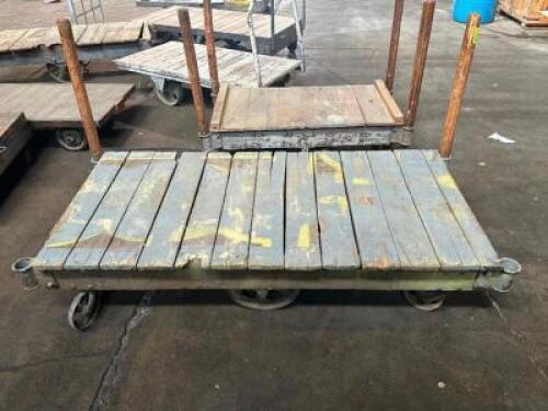 DESCRIPTION: 72" WOODEN WAREHOUSE CART ADDITIONAL INFORMATION W/ HEAVY DUTY CAST IRON WHEELS LOCATION: WAREHOUSE QTY: 1