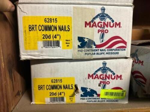 DESCRIPTION: (2) BOXES OF 4" 20 D COMMON NAILS LOCATION: WAREHOUSE THIS LOT IS: SOLD BY THE PIECE QTY: 2