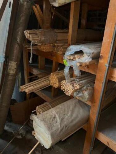 DESCRIPTION: (1) LOT OF ASSORTED WOODEN POLES / POSTS LOCATION: MEZZANINE THIS LOT IS: ONE MONEY QTY: 1