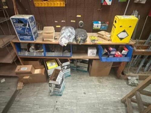 DESCRIPTION: CONTENTS OF SHELF - ASSORTED CHEMICAL AND HARDWARE. ADDITIONAL INFORMATION AS SHOWN IN PHOTO LOCATION: SALES THIS LOT IS: ONE MONEY QTY: