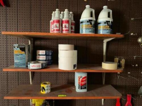 DESCRIPTION: CONTENTS OF SHELF - ASSORTED CHEMICALS ADDITIONAL INFORMATION AS SHOWN IN PHOTO LOCATION: SALES THIS LOT IS: ONE MONEY QTY: 1