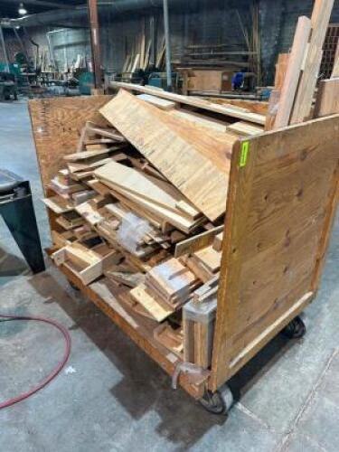 DESCRIPTION: 60" WOODEN MATERIAL CART W/ CONTENTS - LUMBER SCRAP LOCATION: WAREHOUSE QTY: 1