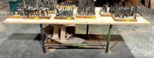 DESCRIPTION: 8' WORK TABLE ON METAL BASE INFORMATION: CONTENTS NOT INCLUDED SIZE: 96"X36"X28" QTY: 1