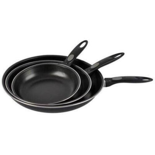 ARAMCO IMPORTS 3PC CARBON STEEL NON-STICK FRY PAN RETAILS FOR $14.30