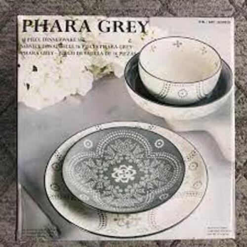 DESCRIPTION: (1) DINNERWARE SET OF (16) BRAND/MODEL: PHARA GREY #1630819 RETAIL$: $140.00 EA QTY: 1