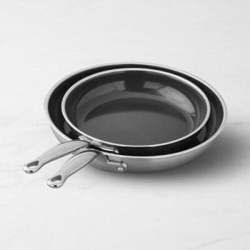 DESCRIPTION: (2) SAUTE PANS BRAND/MODEL: GREEN PAN SIZE: STAINLESS RETAIL$: $129.00 EA QTY: 2