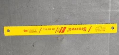 DESCRIPTION: (1) BI-METAL POWER HACKSAW BLADE BRAND/MODEL: STARRETT 40098 SIZE: 12" 14 TPI RETAIL$: $24.24 QTY: 1