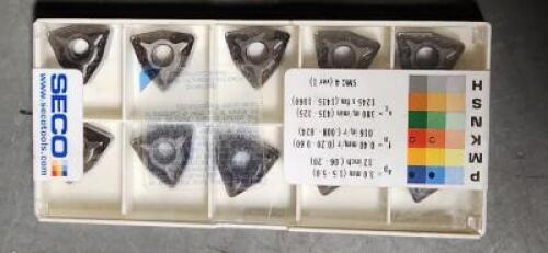 DESCRIPTION: (10) WNMG433-M6 CARBIDE TURNING INSERTS BRAND/MODEL: SECO WNMG080412-M6 RETAIL$: 16.80 PER INSERT QTY: 10